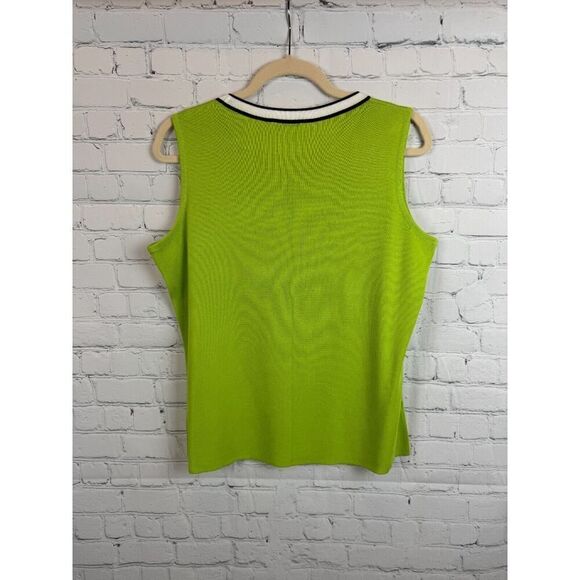 MISOOK green black white trim sleeveless knit top sweater M NWOT - Picture 5 of 5